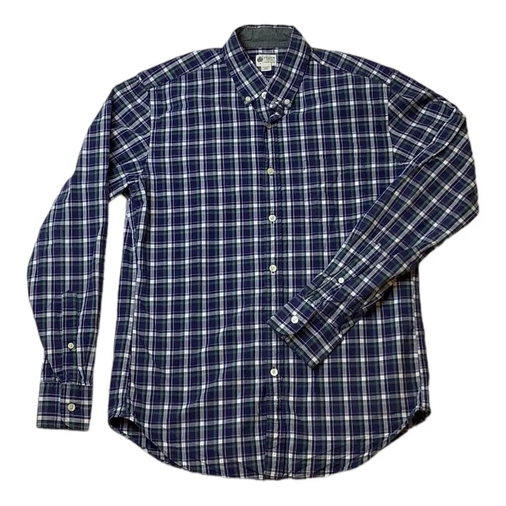 J. Crew Shirtings Washed Tartan Plaid Button Down Long Sleeve Shirt Mens Size M